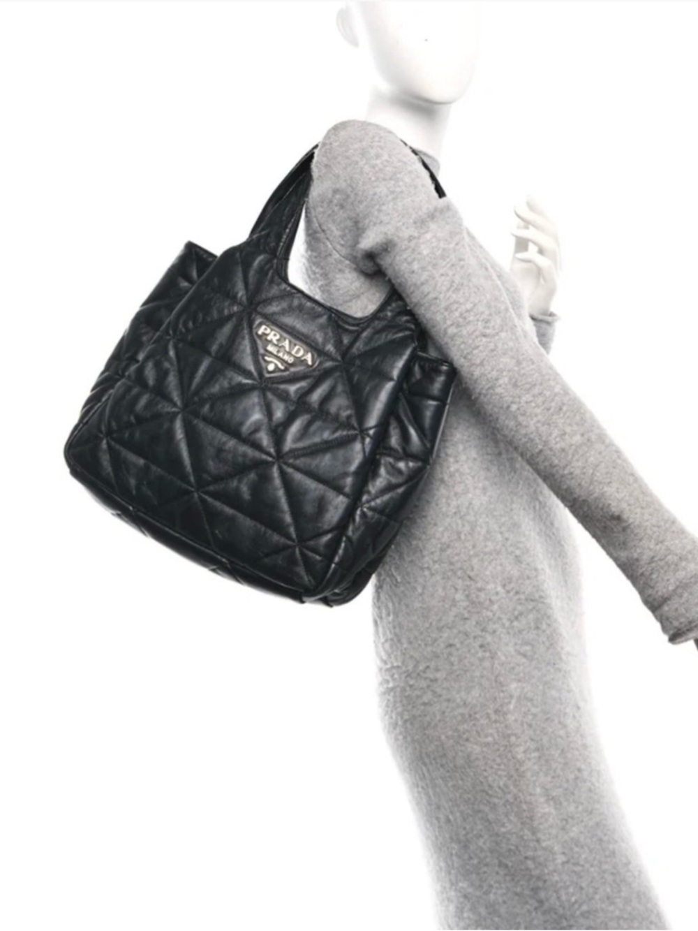 PRADA | Quilted Leather Shoulder Bag | Black-Gold Logo✨ - Picture 5 of 5